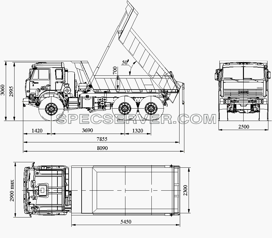 Автомобиль-самосвал со спальным местом КАМАЗ-45141-0000010 для КамАЗ-45141 (список запасных частей)