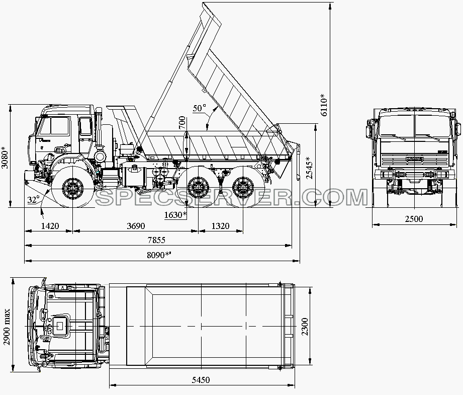 Автомобиль-самосвал со спальным местом КАМАЗ-45141-0000010-10 для КамАЗ-45141 (список запасных частей)