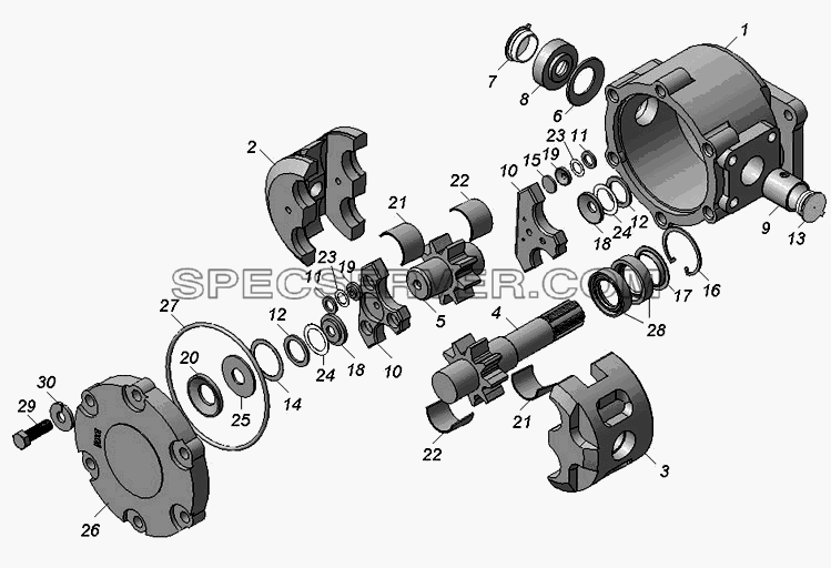 НШ32А-3-Л  Насос шестеренный для КамАЗ-45142 (список запасных частей)