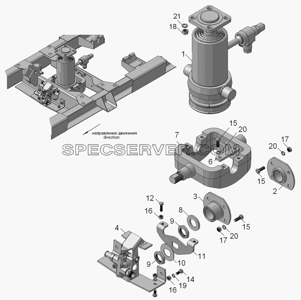 45143-8603001  Установка гидроцилиндра для КамАЗ-45143 (список запасных частей)