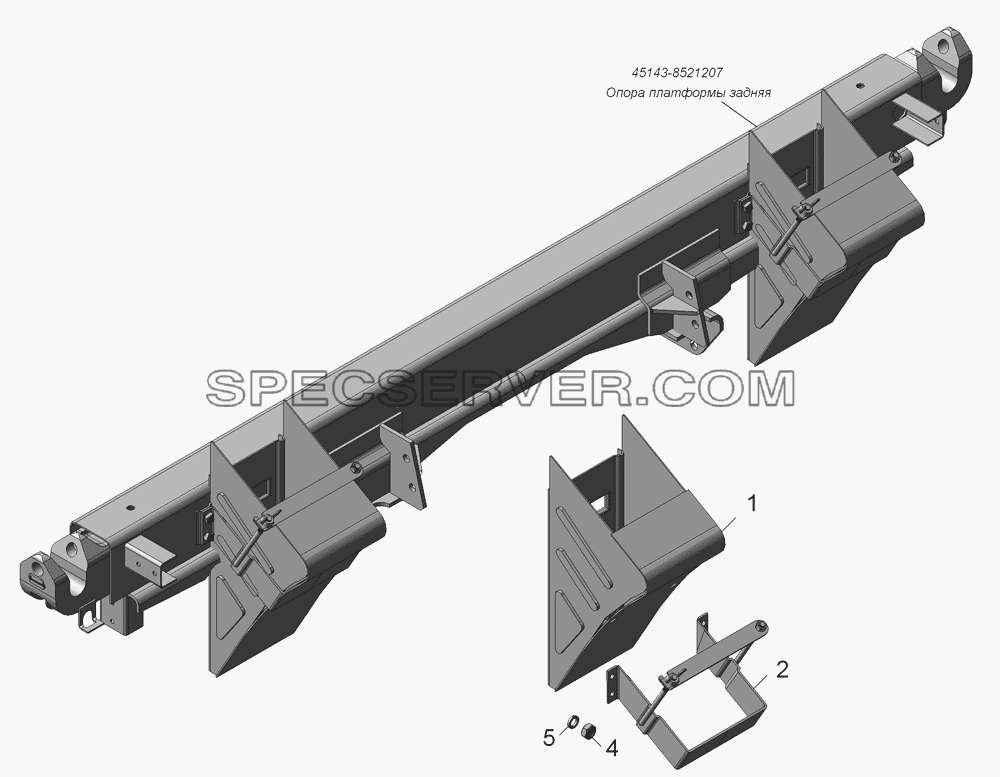 45143-3927002  Установка противооткатных упоров для КамАЗ-45143 (список запасных частей)