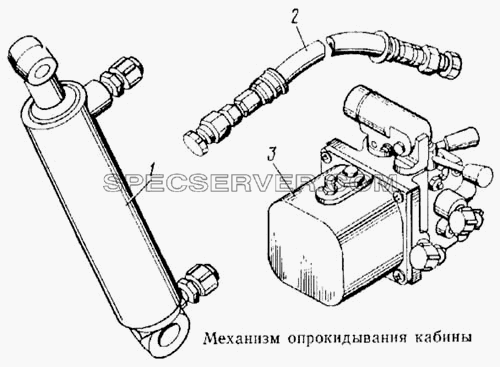 Механизм опрокидывания кабины для КамАЗ-5315 (список запасных частей)