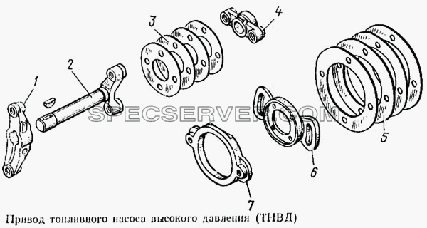 Привод топливного насоса высокого давления (ТНВД) для КамАЗ-5315 (список запасных частей)