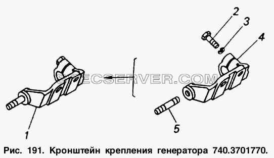 Кронштейн крепления генератора для КамАЗ-5320 (список запасных частей)