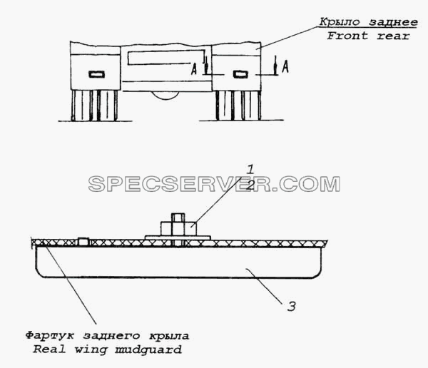 Установка задних световозвращателей для КамАЗ-53228, 65111 (список запасных частей)