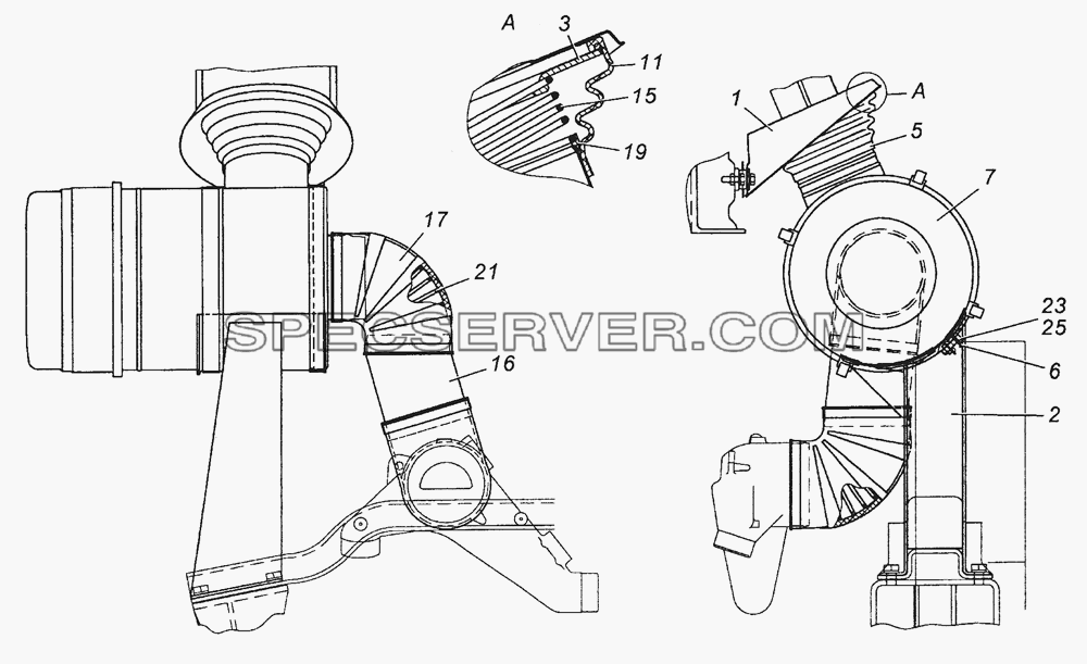 6350-1109001-10 Установка воздушного фильтра для КамАЗ-53501 (6х6) (список запасных частей)