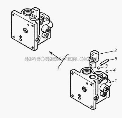 4310-5004016 Корпус насоса механизма опрокидывания кабины и запасного колеса для КамАЗ-5350 (6х6) (список запасных частей)