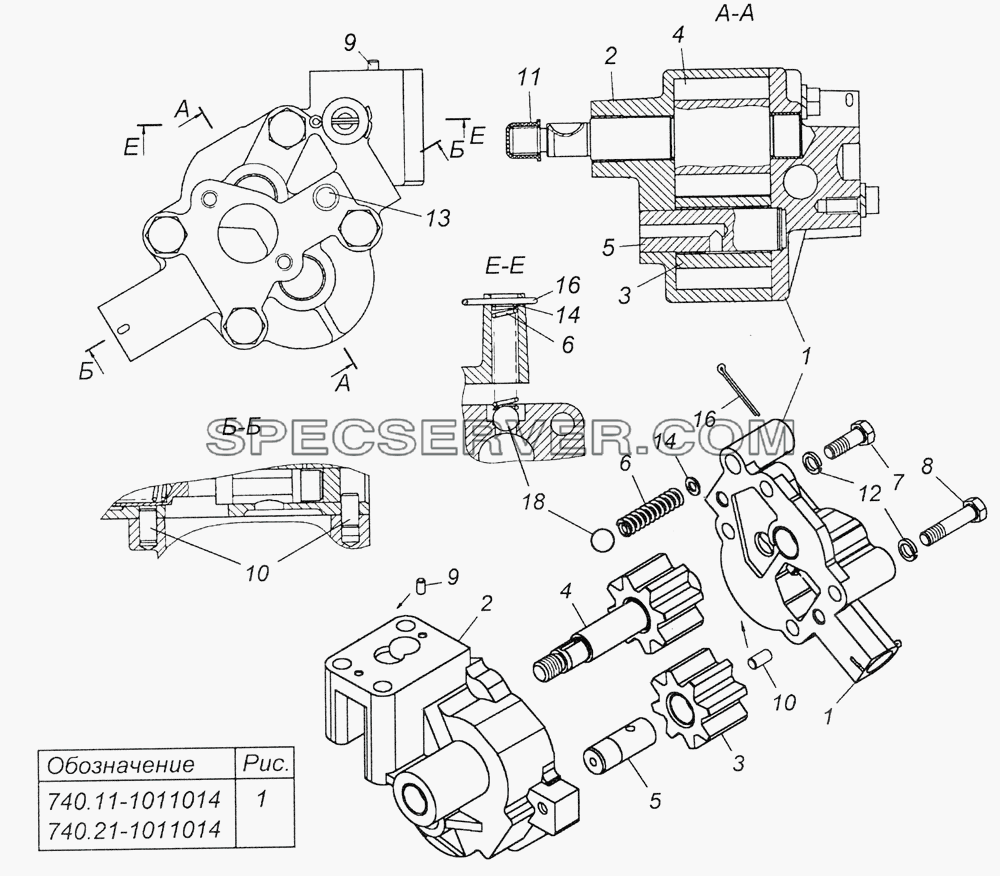 740.11-1011014 Масляный насос в сборе для КамАЗ-5350 (6х6) (список запасных частей)
