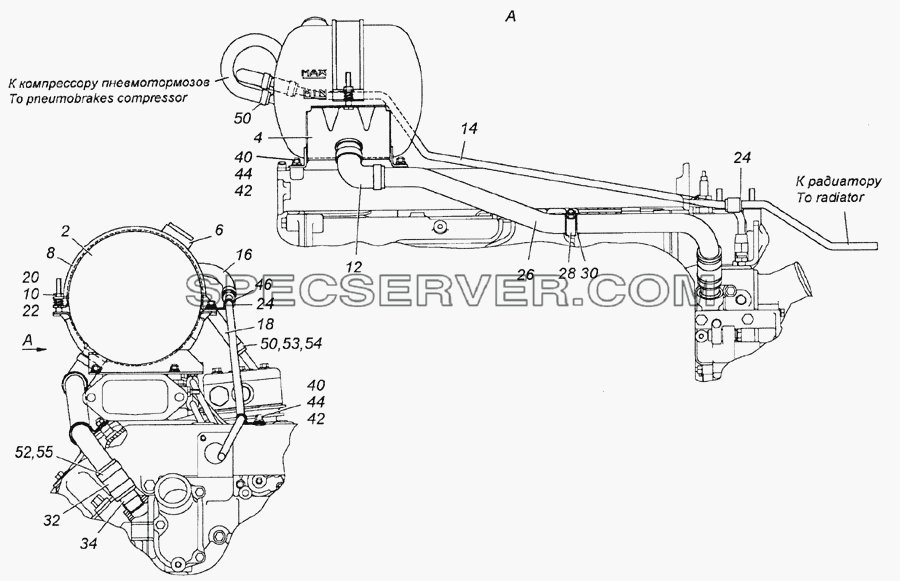 6520-1311005 Установка расширительного бачка для КамАЗ-5350 (6х6) (список запасных частей)