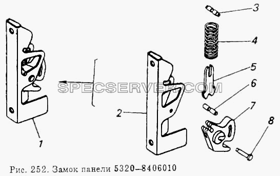 Замок панели для КамАЗ-5410 (список запасных частей)