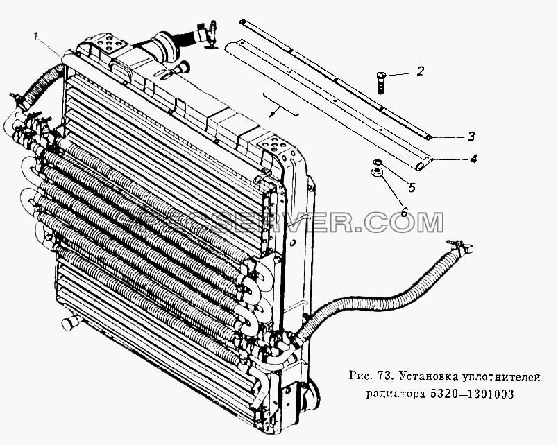 Установка уплотнителей радиатора для КамАЗ-5410 (список запасных частей)