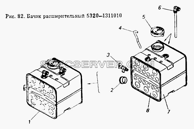 Бачок расширительный для КамАЗ-5410 (список запасных частей)