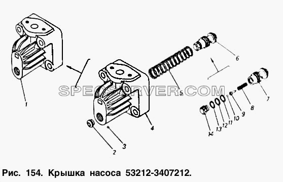 Крышка насоса для КамАЗ-5410 (список запасных частей)