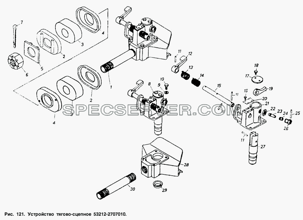 Устройство тягово-сцепное для КамАЗ-5410 (список запасных частей)