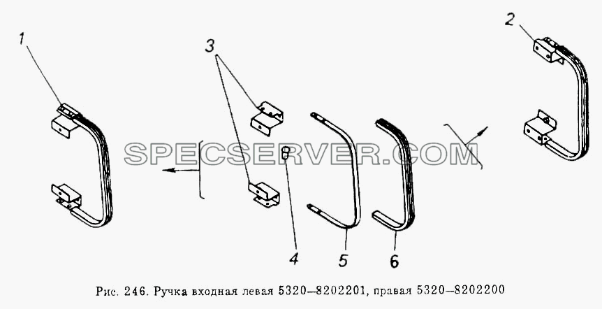 Ручка входная левая и правая для КамАЗ-55102 (список запасных частей)