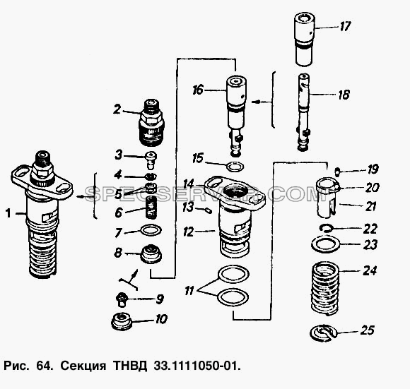 Секция  ТНВД для КамАЗ-55102 (список запасных частей)