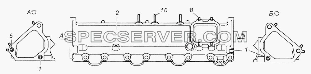 7406.1115014-40 Коллектор впускной левый в сборе для КамАЗ-6350 (8х8) (список запасных частей)