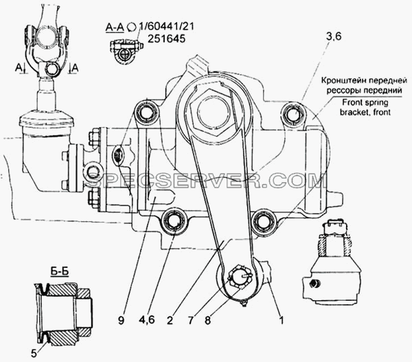 Установка рулевого механизма для КамАЗ-65115 (список запасных частей)