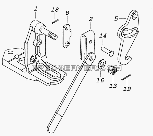 53205-5018011 Запор кабины левый для КамАЗ-6520 (Euro-2, 3) (список запасных частей)