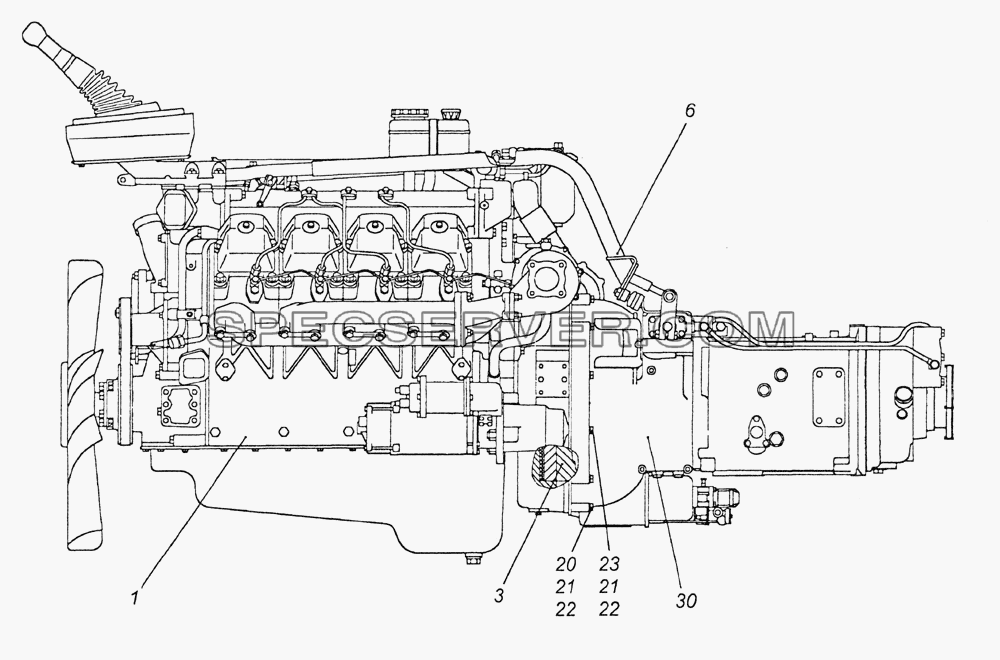 740.51-1000300-22 Агрегат силовой для КамАЗ-6520 (Euro-2, 3) (список запасных частей)