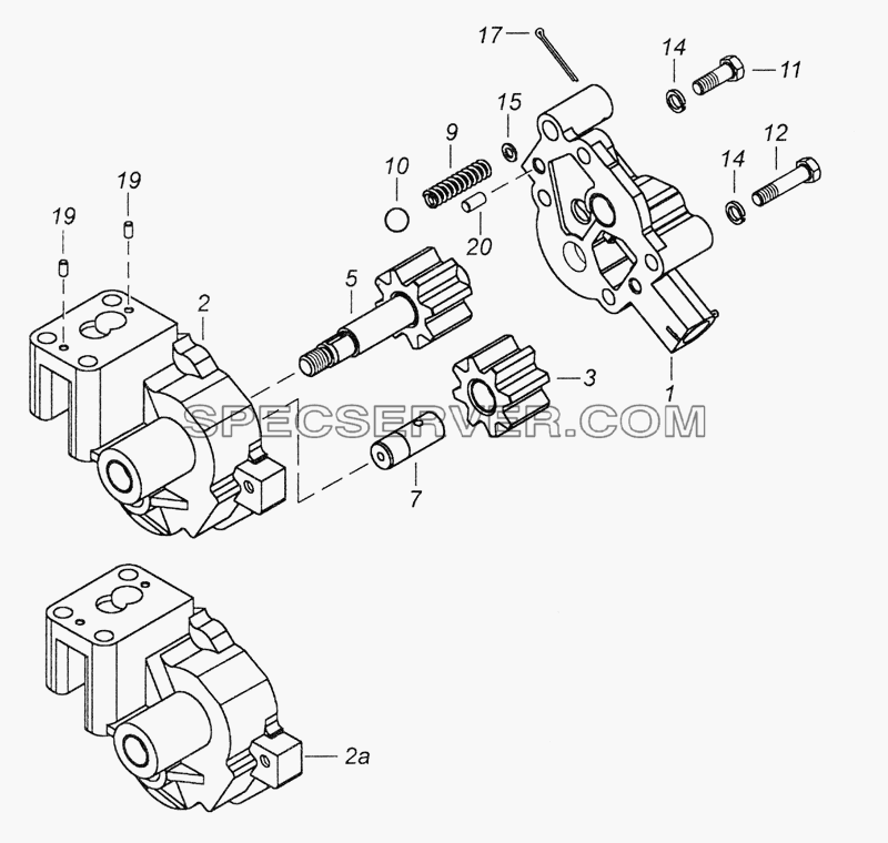 740.11-1011014-02 Насос масляный для КамАЗ-6520 (Euro-2, 3) (список запасных частей)