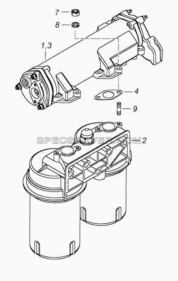 740.20-1012006 Фильтр масляный с теплообменником для КамАЗ-6520 (Euro-2, 3) (список запасных частей)