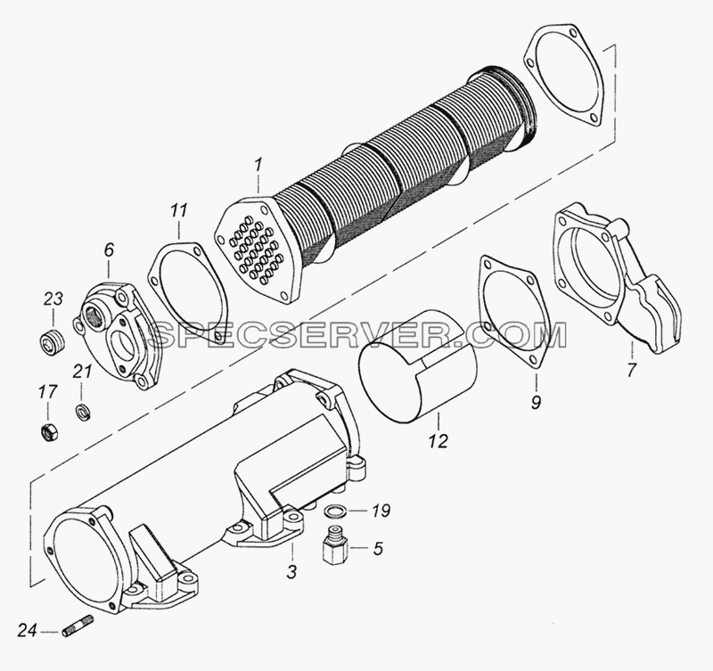 740.20-1013200-10 Теплообменник масляный для КамАЗ-6520 (Euro-2, 3) (список запасных частей)