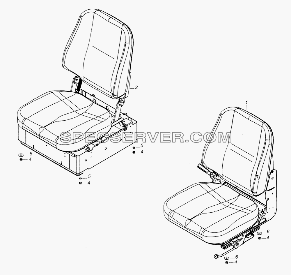 Установка сидений для КамАЗ-65226 (список запасных частей)