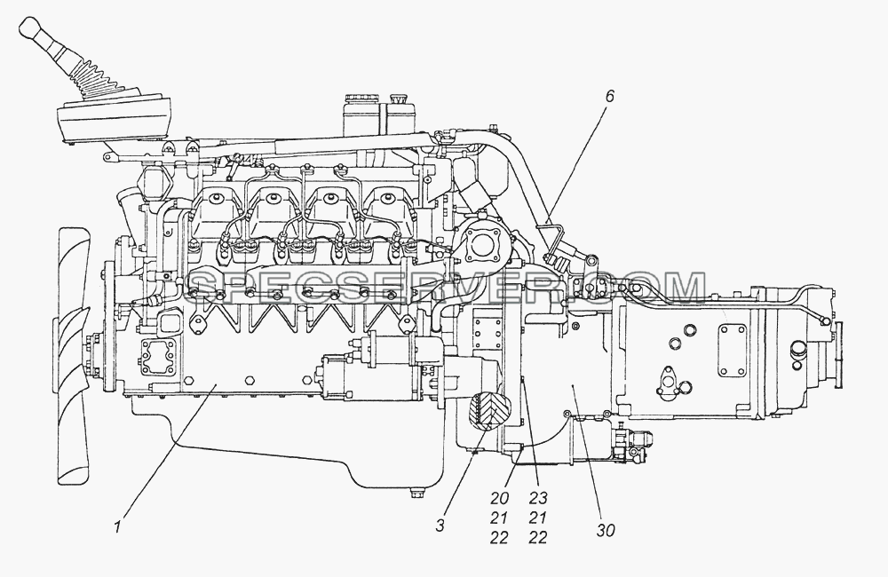 5Э740.51-1000301-10 Агрегат силовой для КамАЗ-6522 (Euro-2, 3) (список запасных частей)