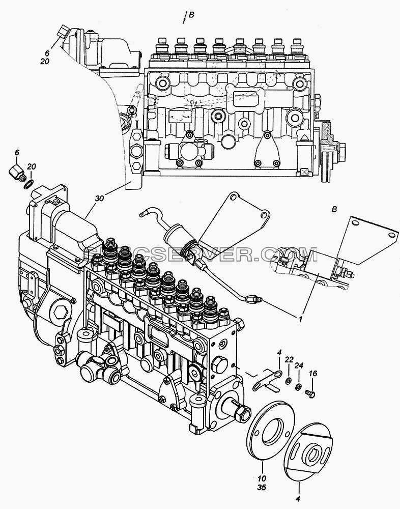 740.51-1111005-90 ТНВД с фланцем и полумуфтой ведомой для КамАЗ-6522 (Euro-2, 3) (список запасных частей)