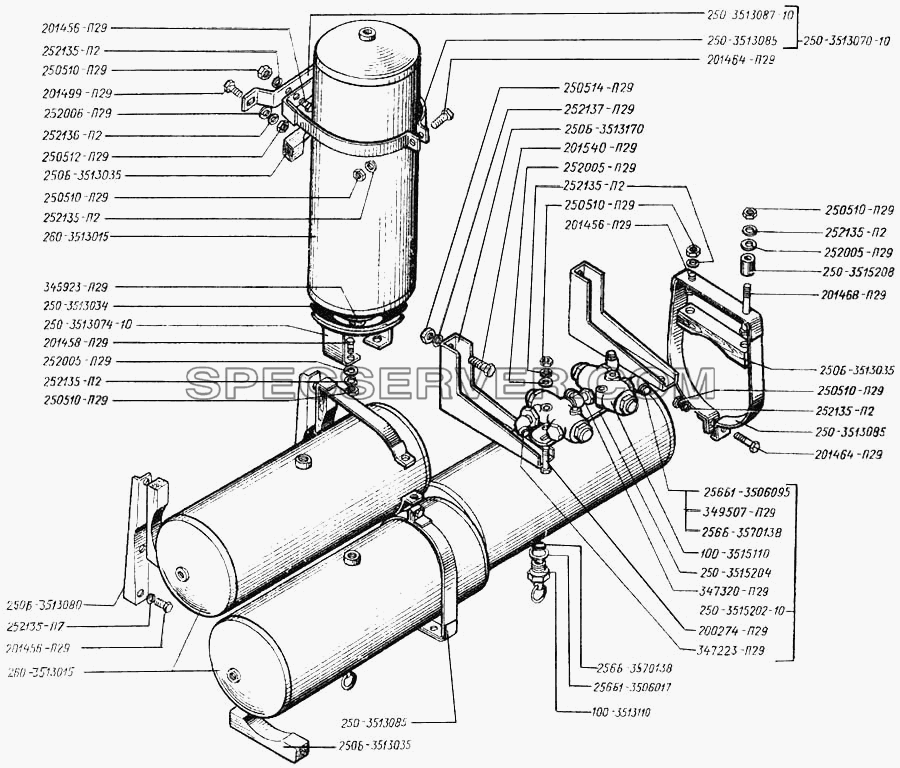 Баллоны воздушные для КрАЗ-250 (список запасных частей)