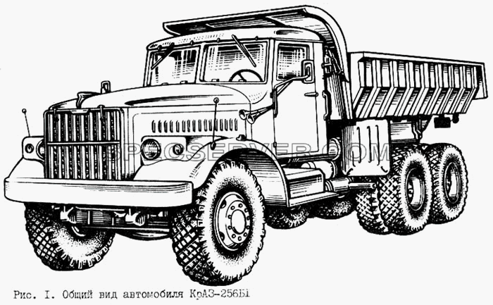 Общий вид автомобиля КрАЗ-256Б1 для КрАЗ-256 (список запасных частей)