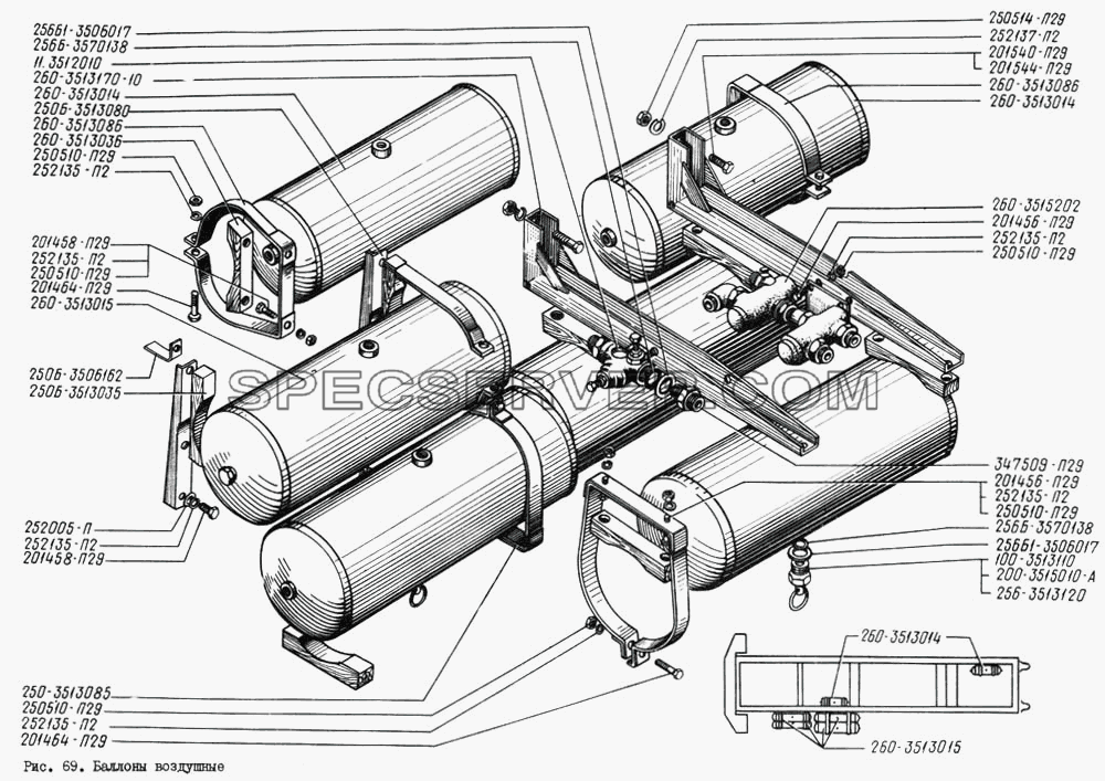 Баллоны воздушные для КрАЗ-260 (список запасных частей)