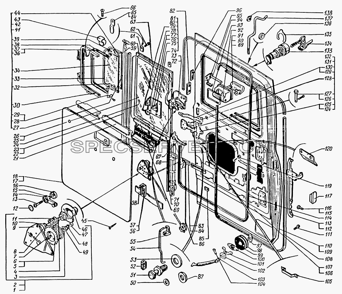 Дверь кабины для КрАЗ-6322 (шасси) (список запасных частей)