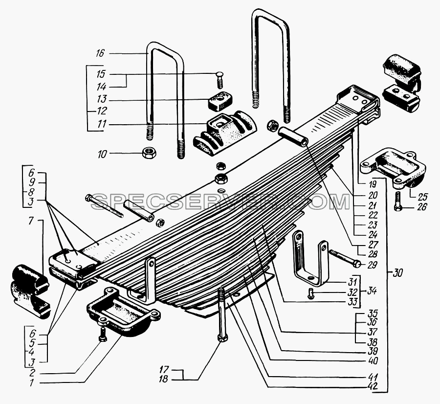 Рессоры передние для КрАЗ-6322 (шасси) (список запасных частей)