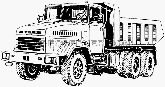 Общий вид автомобиля КрАЗ-65032 (650321) для КрАЗ-6443 (список запасных частей)