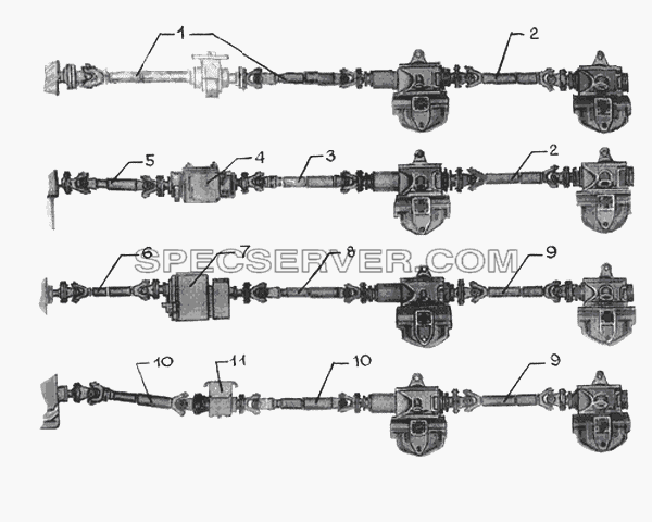 Карданная передача для КрАЗ-65055-02 (список запасных частей)