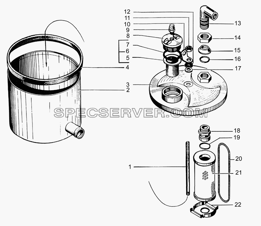 Бачок масляный для КрАЗ-65055-02 (список запасных частей)