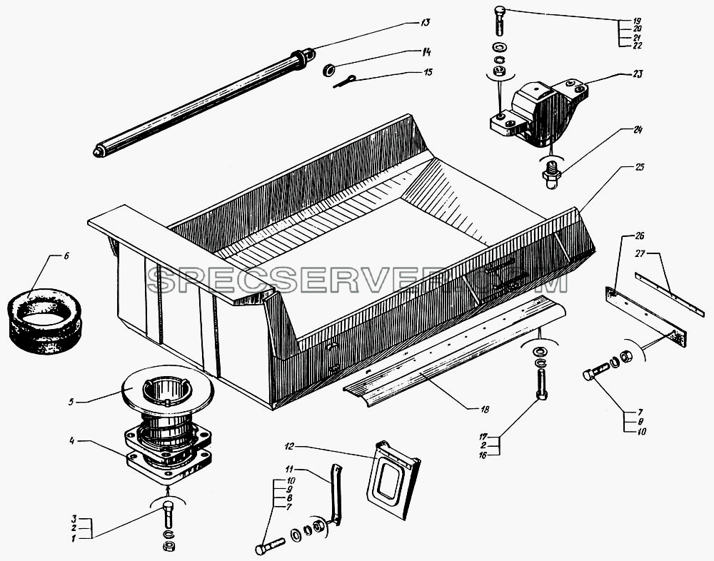 Платформа автомобиля краз-65055 для КрАЗ-65055 (список запасных частей)