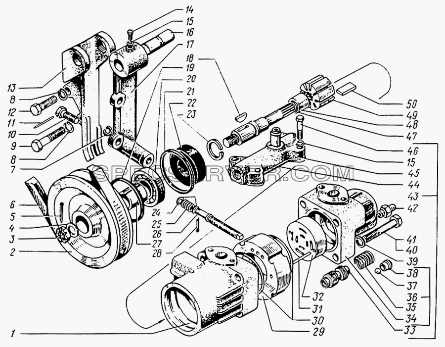 Насос масляный рулевого усилителя для КрАЗ-65055 (список запасных частей)