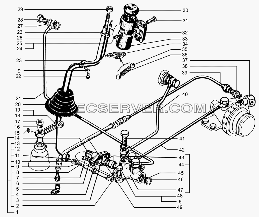 Рычаг переключения передач, кран управления для КрАЗ-7133H4 (список запасных частей)