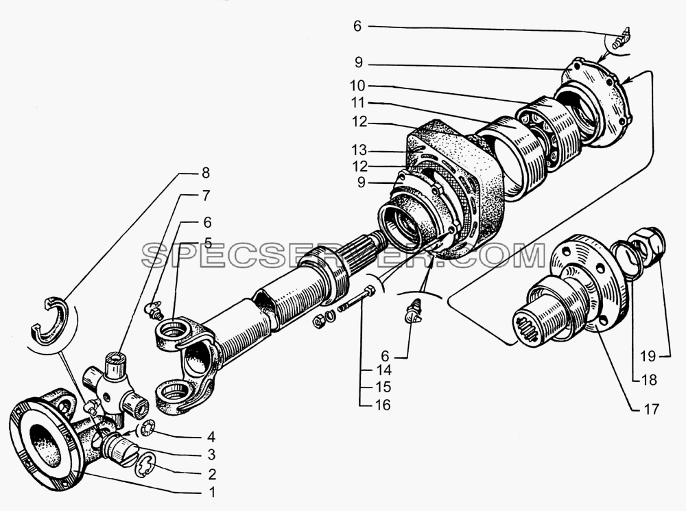 Вал карданный с опорой для КрАЗ-7133H4 (список запасных частей)