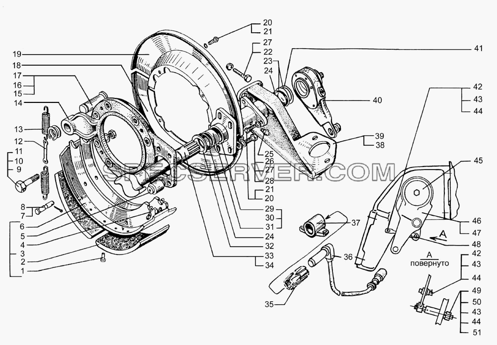 Механизмы тормозные задние для КрАЗ-7133H4 (список запасных частей)