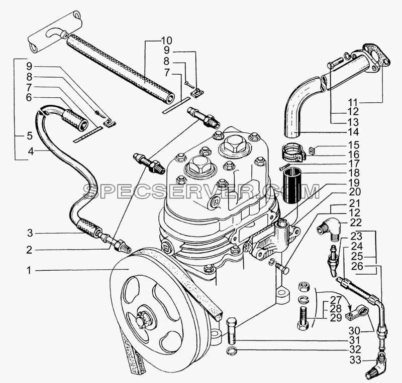 Установка и привод компрессора для КрАЗ-7133H4 (список запасных частей)