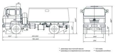 бортовой КрАЗ B6.2MEX - схема габаритных размеров