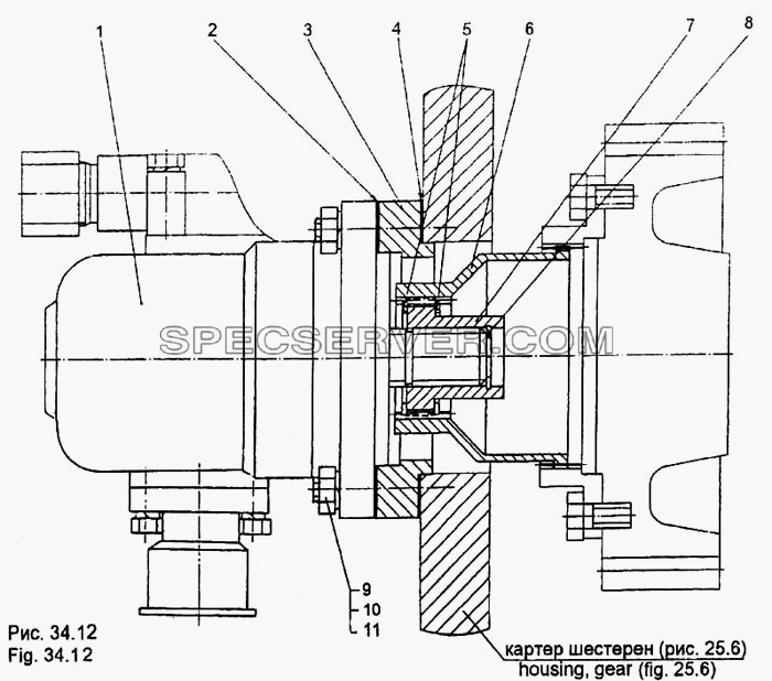 Установка насоса гидроусилителя для МЗКТ-65158 (список запасных частей)
