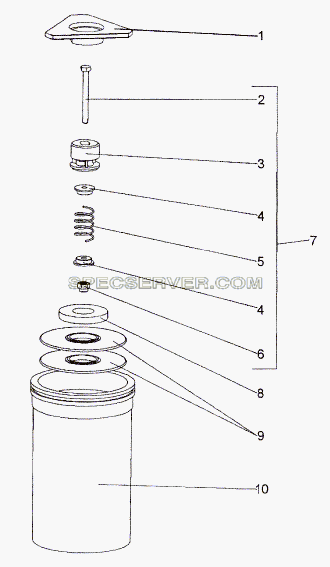 Фильтр с клапаном 7930-1910024-01 для МЗКТ-652511 (список запасных частей)