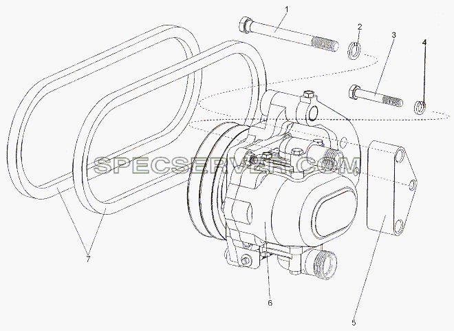 Установка насоса для МЗКТ-6527 (список запасных частей)