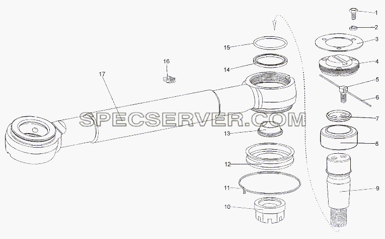 Тяга 65272-3414060 для МЗКТ-6527 (список запасных частей)