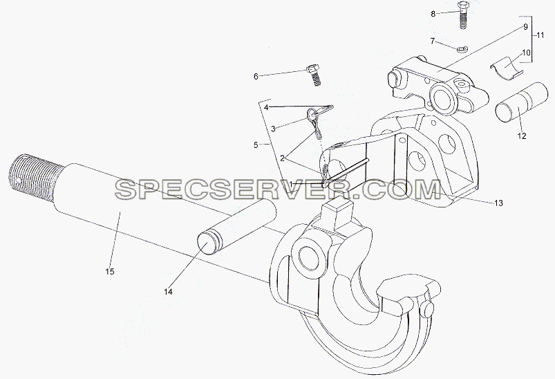 Крюк буксирный 7911-2806012 для МЗКТ-7401 (список запасных частей)